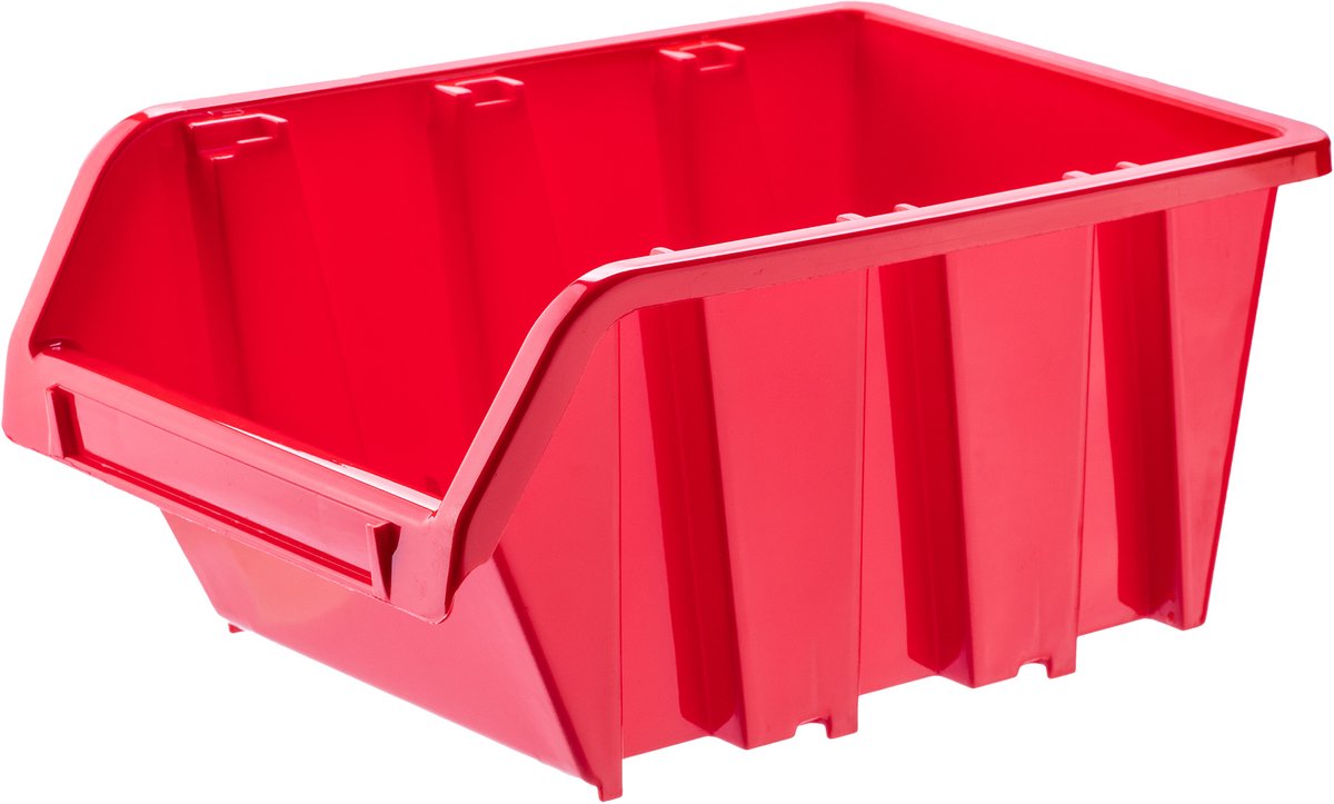 KADAX Workshop stapelkist, stapelbox van PP-kunststof, opbergbox in verschillende maten, opbergdozen voor gereedschapswand, opbergdoos, sorteerdoos (rood, 10 stuks, 230 x 160 mm)