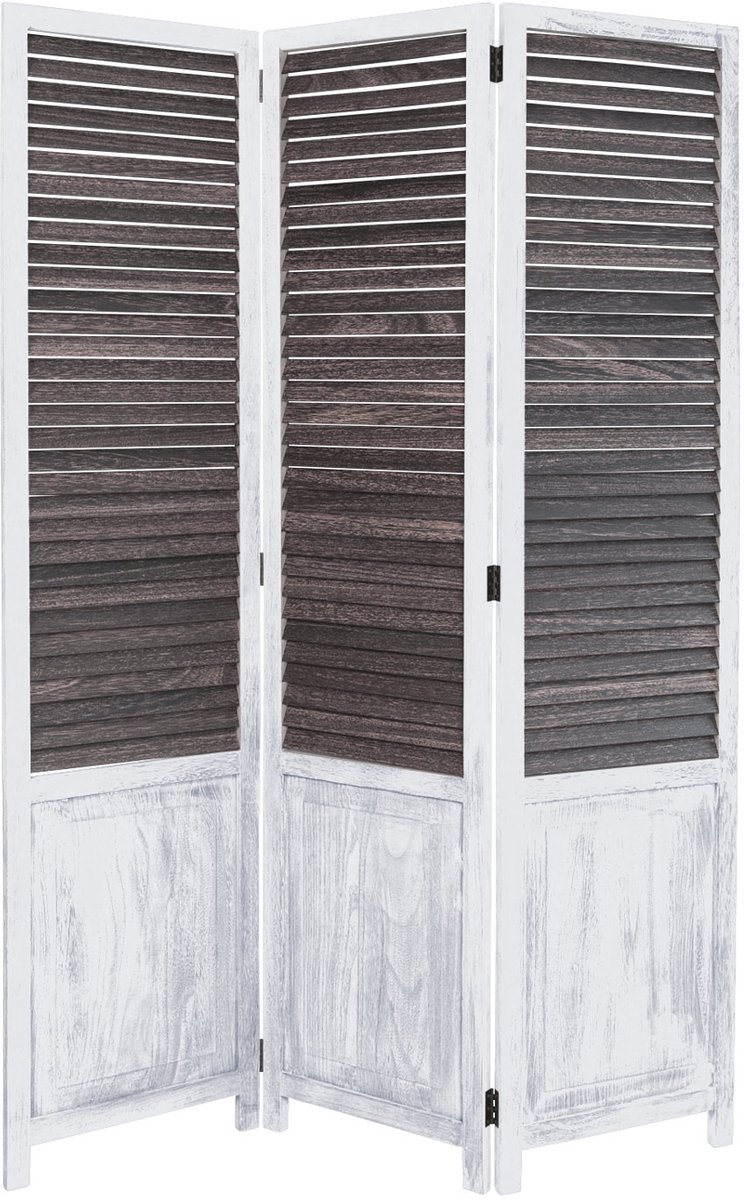 Homestyle4u Kamerscherm - 120x170 cm - wit - 3-delig - shabby