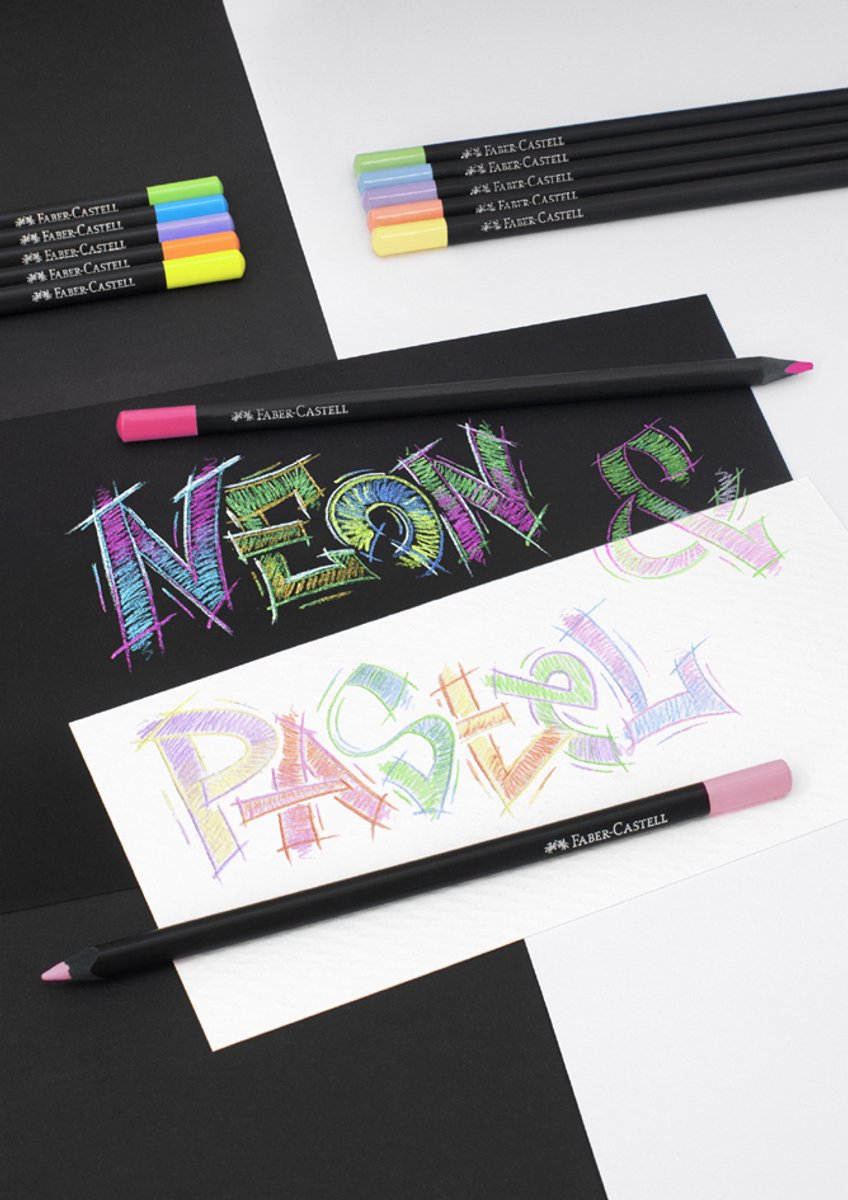 Faber-Castell kleurpotloden- Black Edition - neon+pastel - 12 stuks - FC-116410 — cadeau in Hobby - foto 4