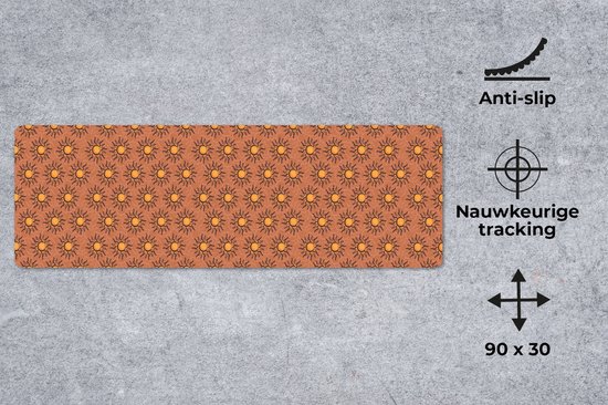 Muismat XXL 90x30 cm - Bureau onderlegger - Bureau mat Kust - Zonnig - Bruin - Oranje - Bureaumat - Gaming mousepad xl - Bureaulegger groot - Computer deskmat