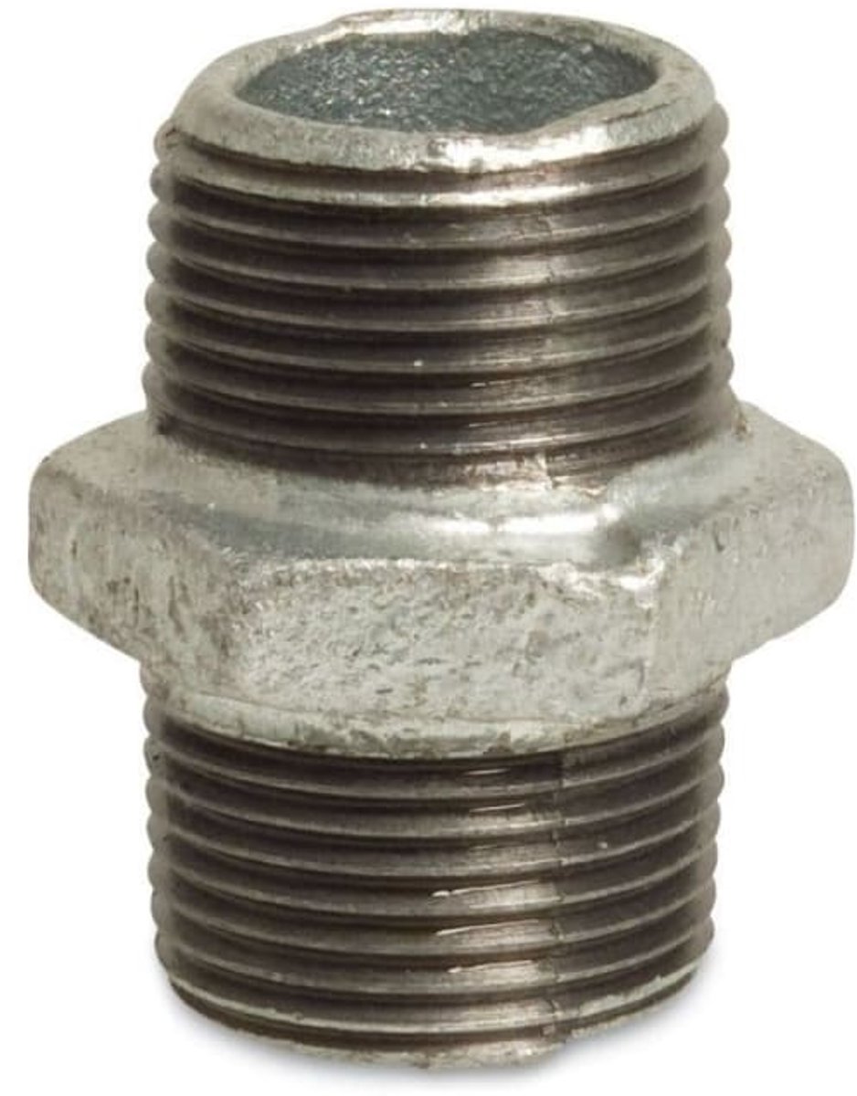 Draadfitting Gietijzer Dubbele Nippel 1 1/2" AG x 1 1/2" AG