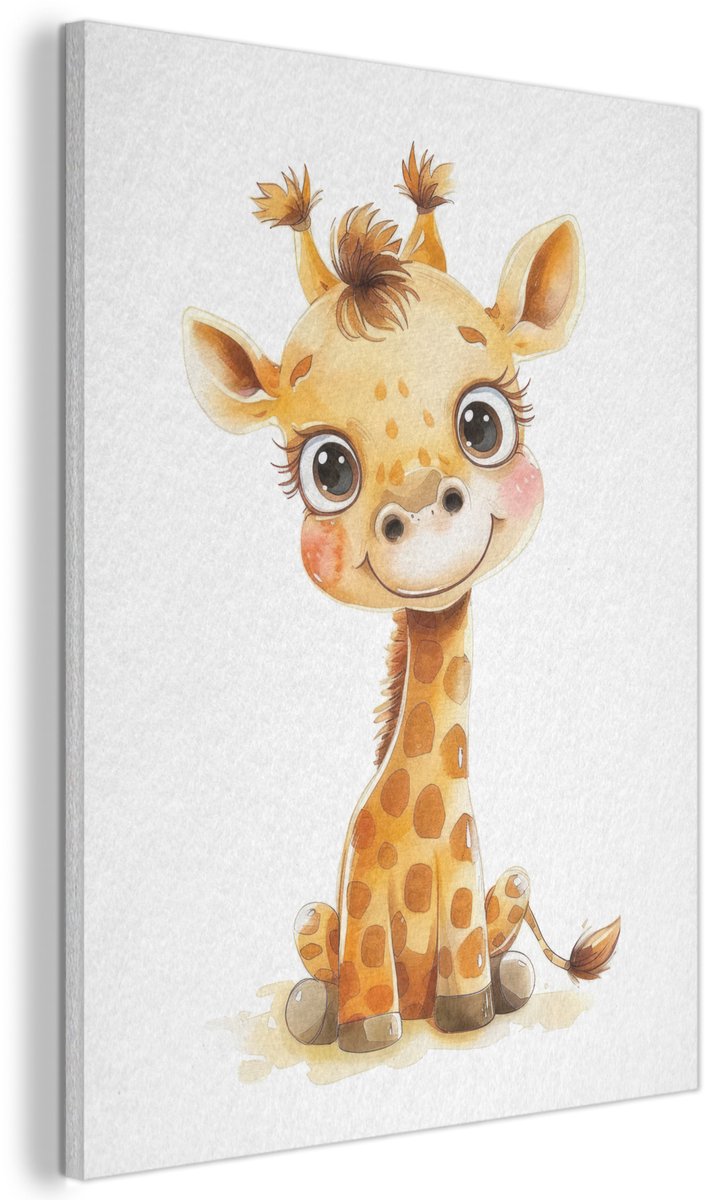 Akoestisch wandpaneel 60x80 cm - Vilt schilderij Giraf - Baby dier - Wilde dieren - Akoestische panelen - Geluidsdempende wanddecoratie - Geluidsisolatie woonkamer - Muurdecoratie geluidspanelen
