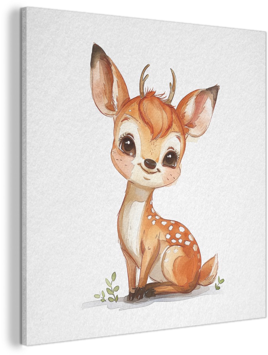 Akoestisch wandpaneel 80x80 cm - Vilt schilderij Hert - Baby - Dieren - Akoestische panelen - Geluidsdempende wanddecoratie - Geluidsisolatie woonkamer - Muurdecoratie geluidspanelen