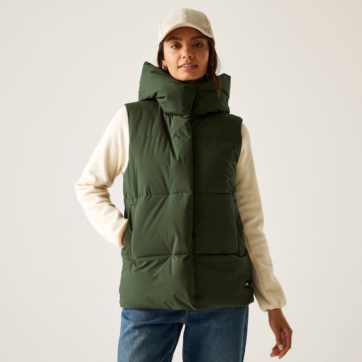 Kelse lichtgewicht gewatteerde gilet bodywarmer met capuchon voor dames Groen