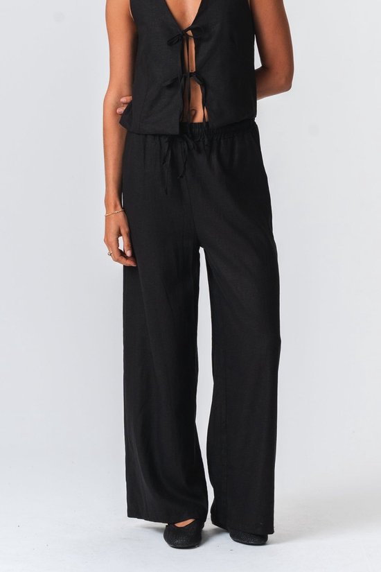 Pantalon en lin - Zwart