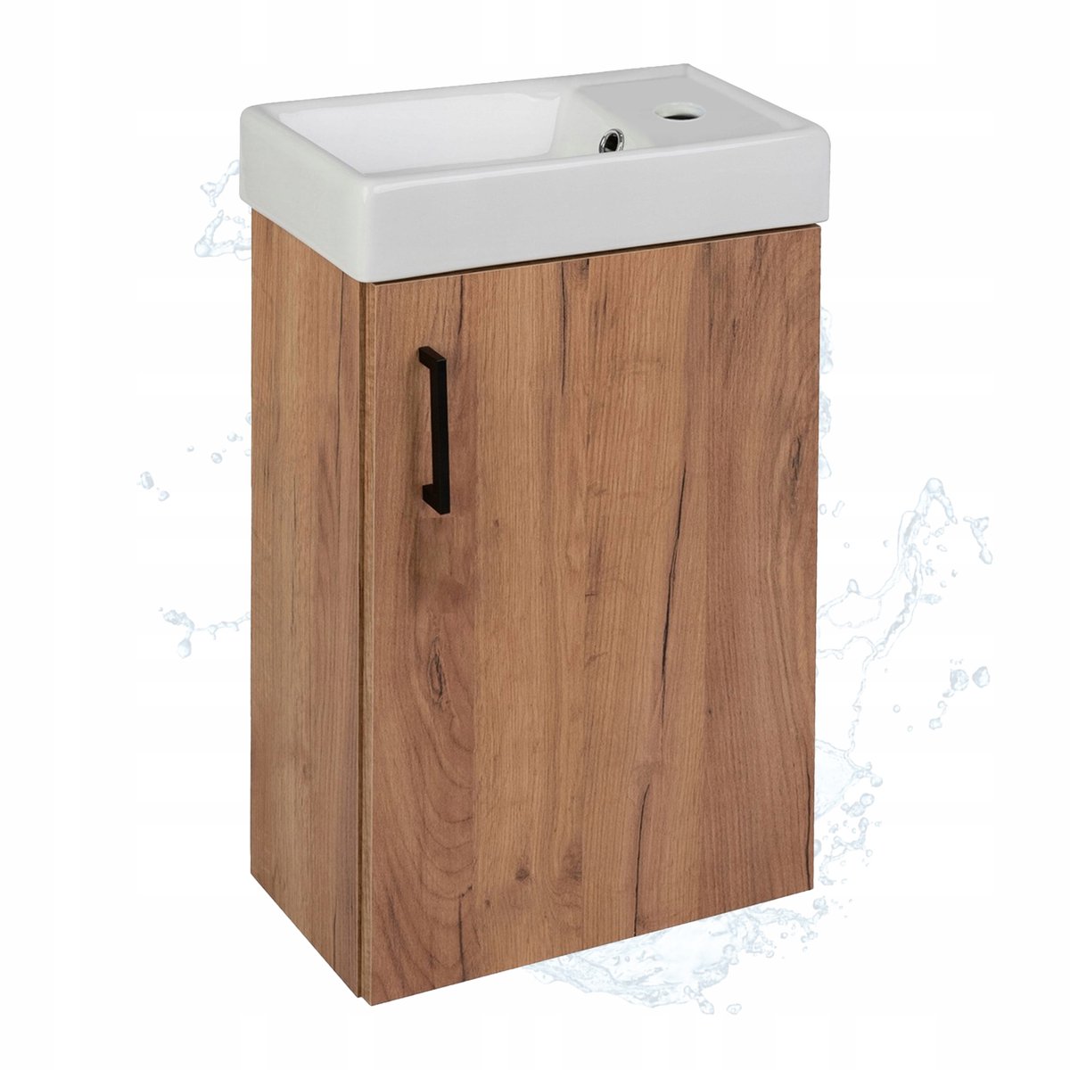 STAMAR - kleine badkamerkast met wastafel 40 x 22 hangend Handvat - Gouden