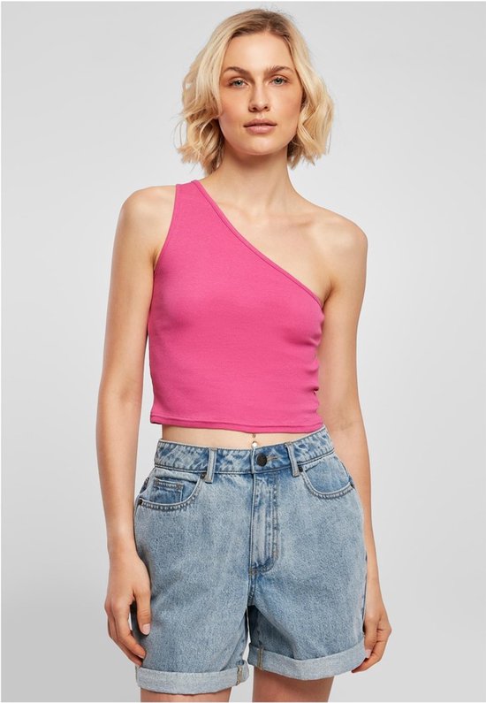 Urban Classics - Cropped Asymmetric Crop top - XL - Roze