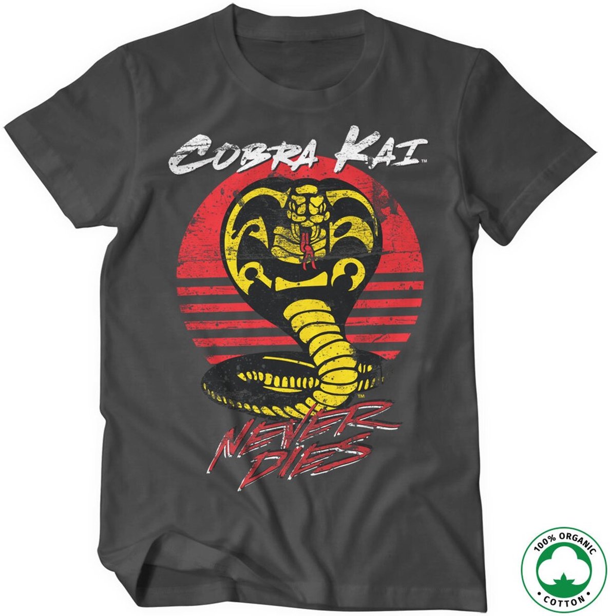 Cobra Kai Never Dies Organic T-Shirt Dark-Grey-XL