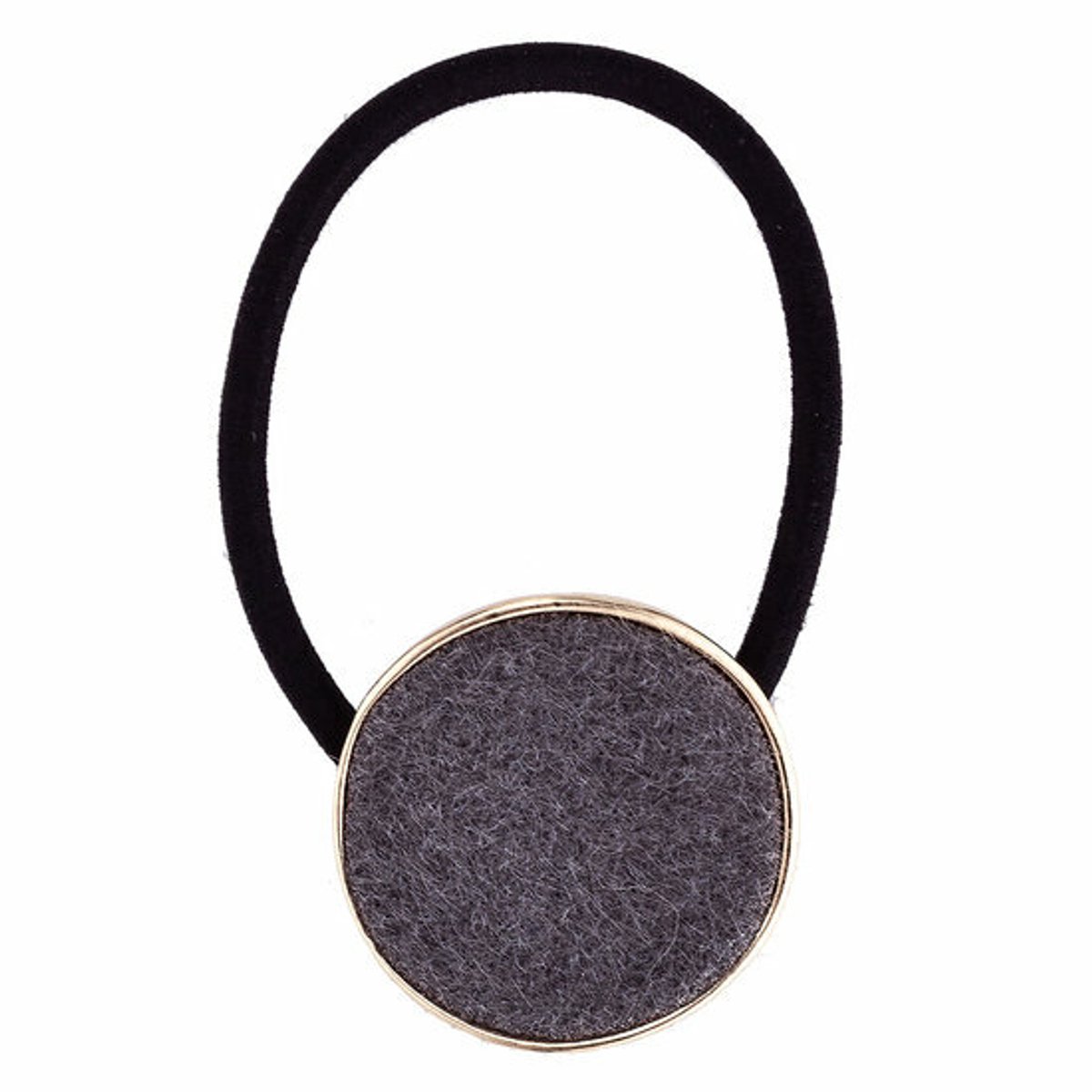 Haarsoires Haarelastiek – Cirkel 3cm - Metaal & Vilt - Grijs Goud