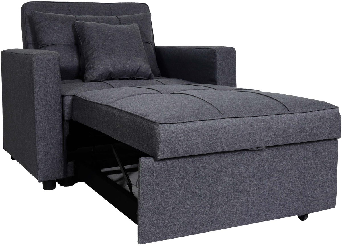 Slaapstoel MCW-L90, klapstoel slaapbank logeerbed relaxstoel, ligoppervlak 197x103cm stof/textiel ~ donkergrijs