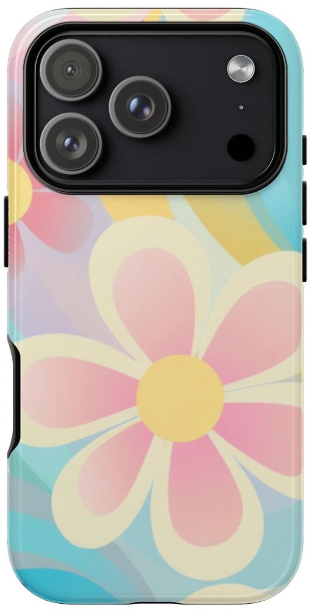 Pastel Groovy Bloemenpatroon – Telefoonhoesje Geschikt voor iPhone 17 Pro