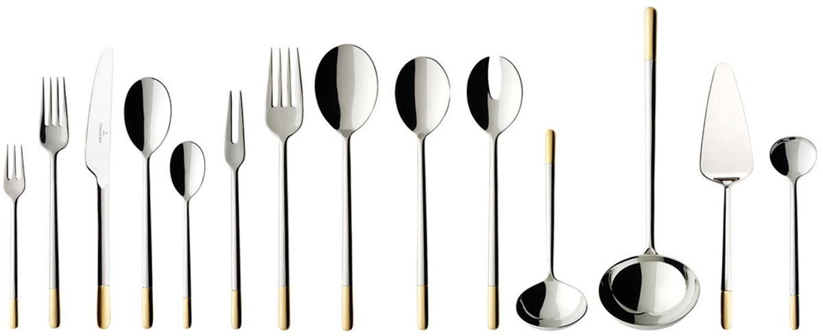 Villeroy & Boch Bestekset Ella - RVS - 70-delig / 12 personen - Verguld