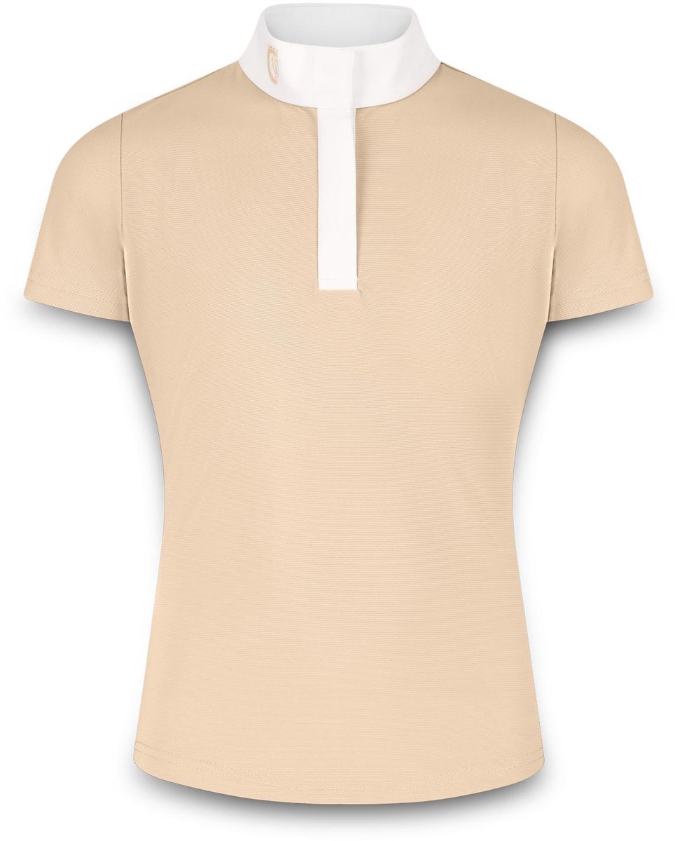Kentucky Horsewear - Wedstrijdshirt Tokyo – Meisjes – Korte Mouw – Beige – Maat 150 – Ademend & Elastisch