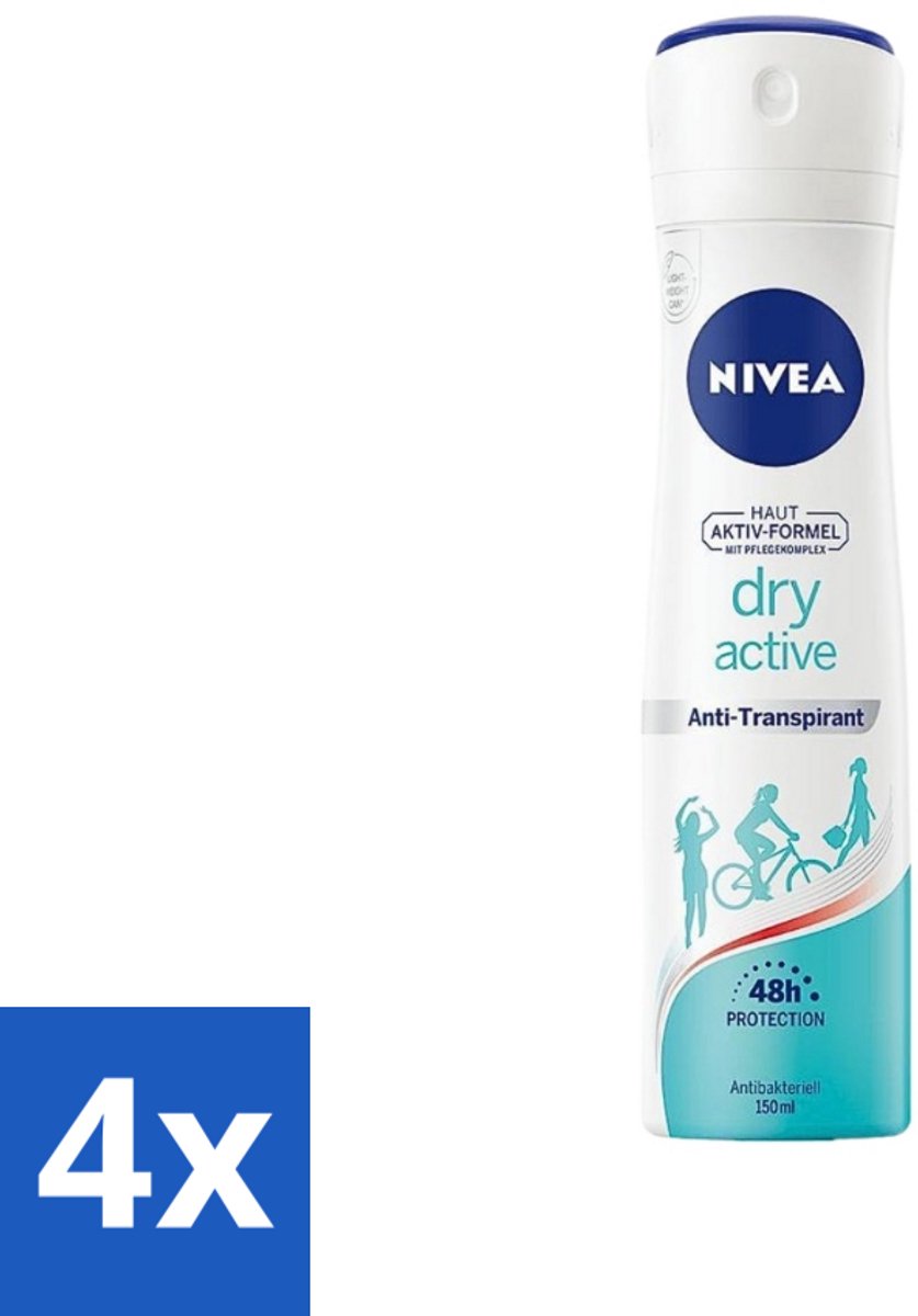 4 x Nivea - Deodorant - Dry Fresh Anti-Transpirant Spray - 150 ml - Anti-transpirant Spray - 48 Uur Bescherming - Droge Huid - Fris Gevoel - Zweetbestendig