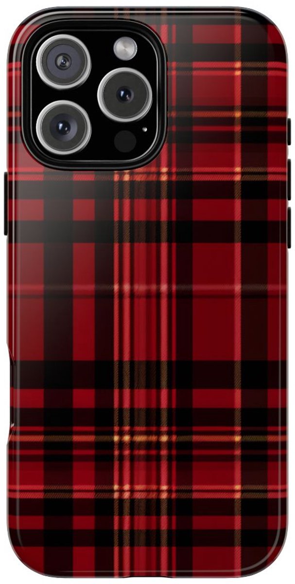 Klassiek Rood Tartan Ruitpatroon – Telefoonhoesje Geschikt voor iPhone 16 Pro Max