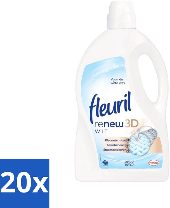 Fleuril - Renew 3D - Vloeibaar Wasmiddel - Witte Was - 70 Wasbeurten - Bulkverpakking - 20 stuks