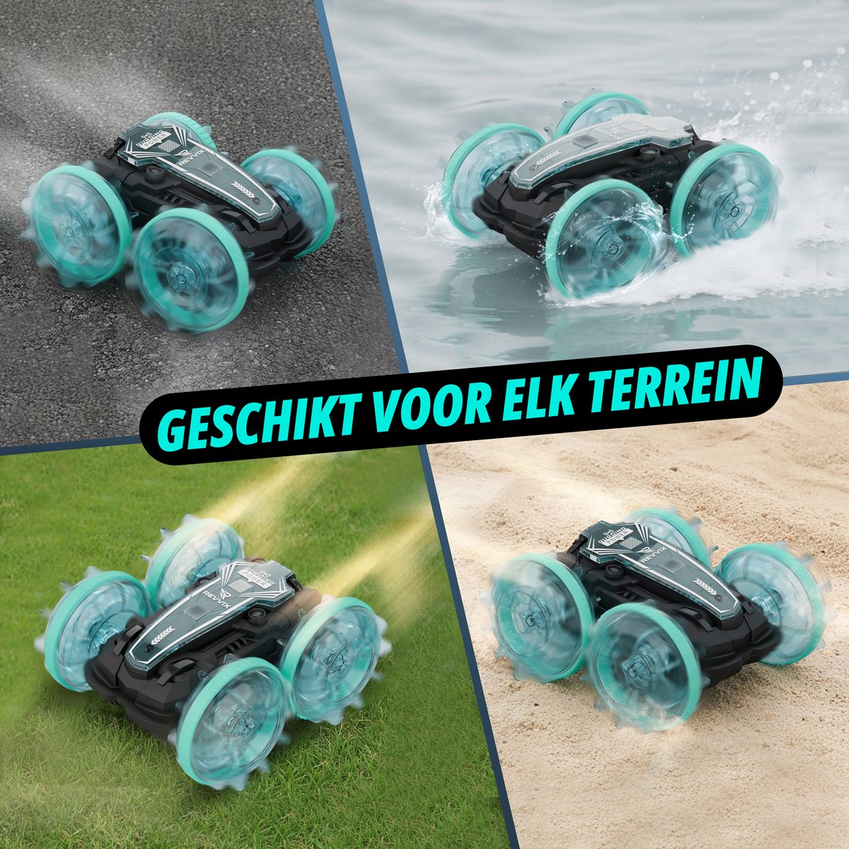 Revvix Bestuurbare Auto All-Terrain - RC Auto met 2 Accu's - Waterdicht - Speelgoed Auto Jongens - Buitenspeelgoed - Race Car/Boot Land & Water - Radiografisch — afbeelding 7
