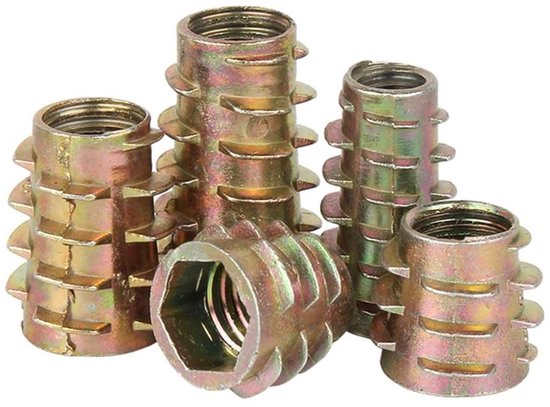100 stuks zinklegering inschroefmoeren, moeren met schroefdraad, M4, M5, M6 en M8, rampamoeren