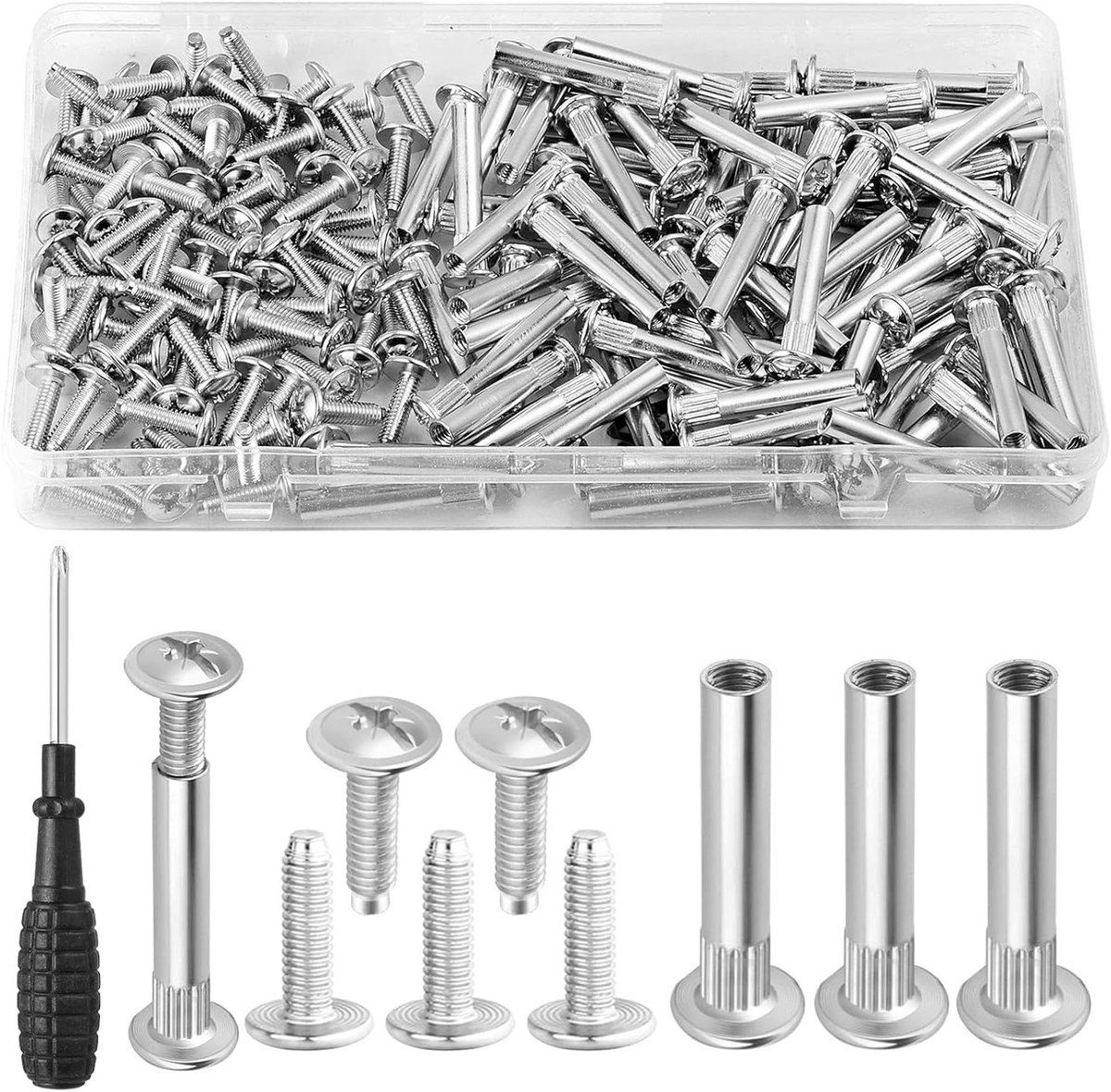 Provento - Meubel Verbindende Schroeven Set - 160 delig, 31-40 mm Bouten en Hulzen - Metaal.
