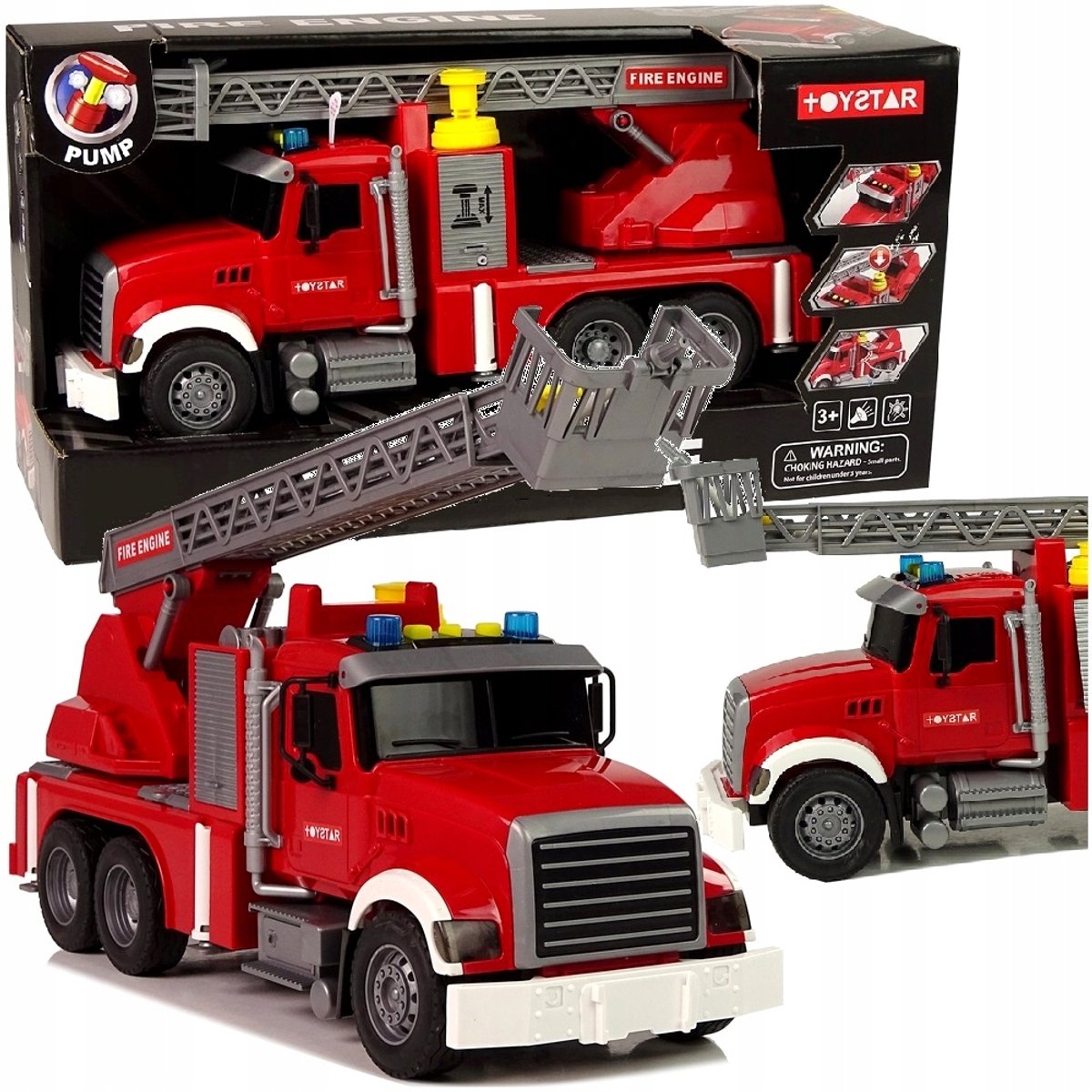 Brandweerwagen met ladder, geluid, licht en waterspuit