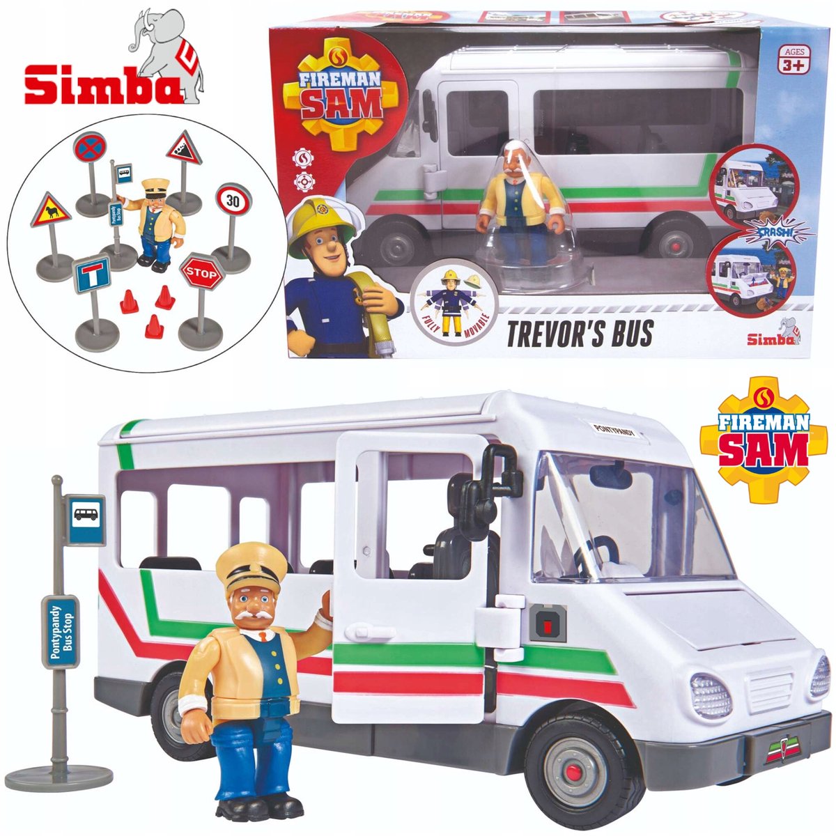 Strażak Sam Trevor Bus met figuur en accessoires - Speelgoed voor Kinderen