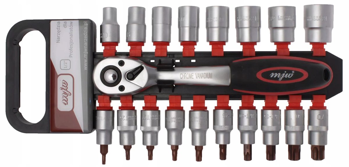 MJW 1/2" Dopelkop & Torx Dopelkop Set met Ratel