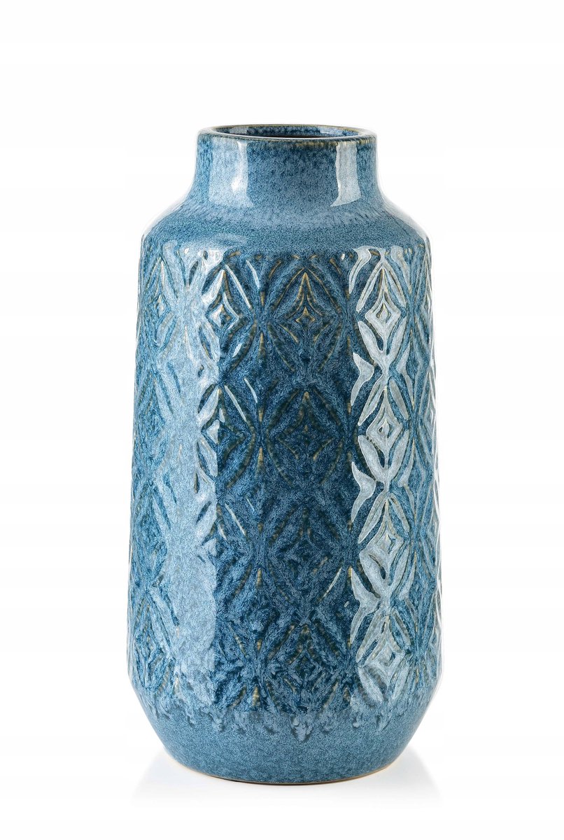 YARINE BLAUWE keramische vaas 8,5x31cm - stijlvolle woondecoratie