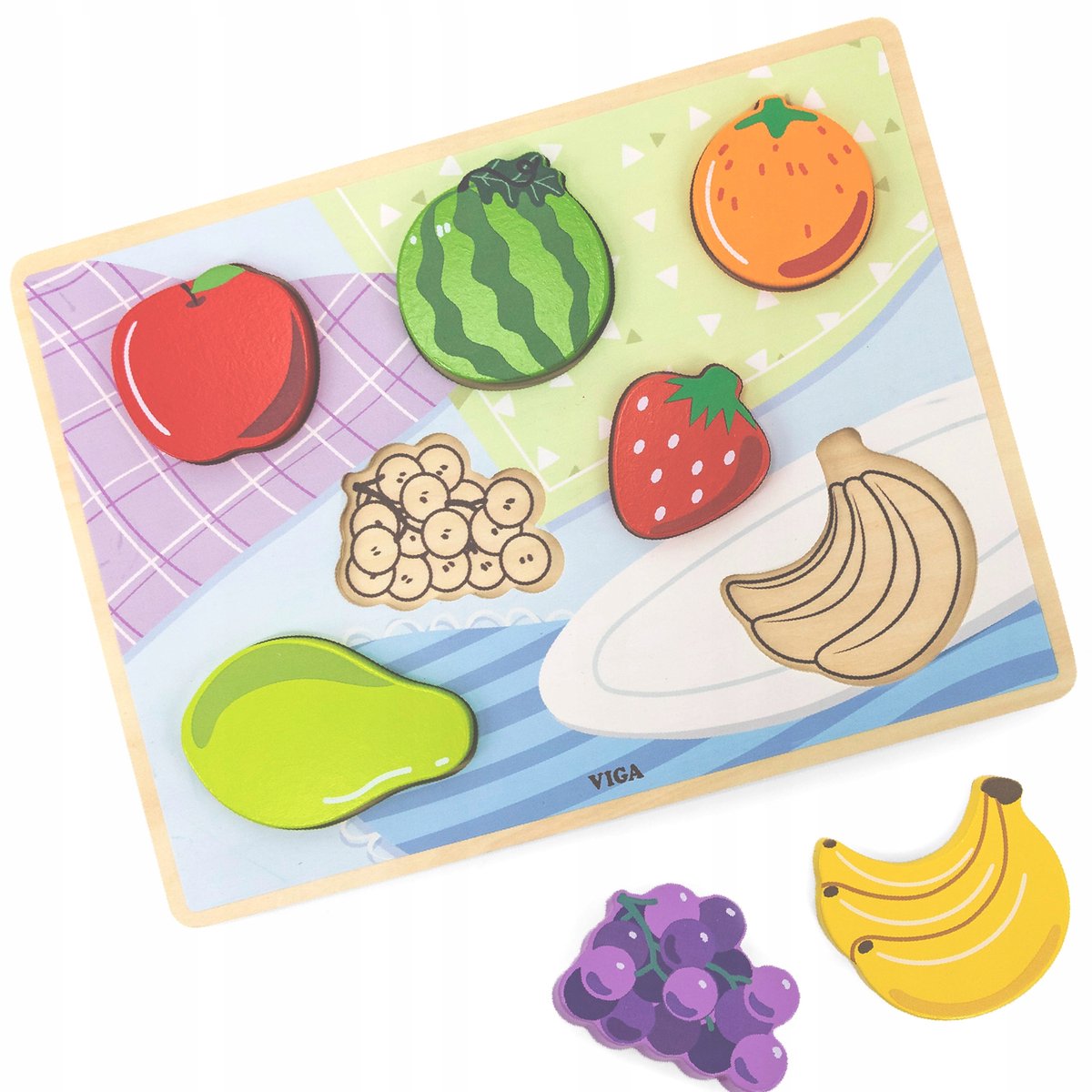 Houten Puzzel 2-in-1 Fruit Figuren, Educatief en Ontwikkelend