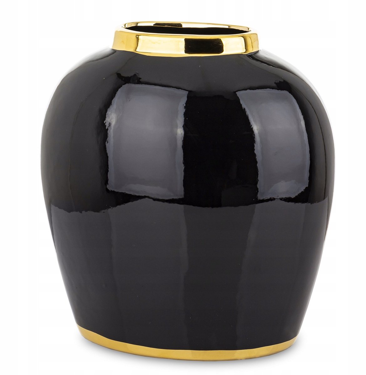 Zwarte Keramische Vaas met Gouden Accenten - Glamour Decoratie