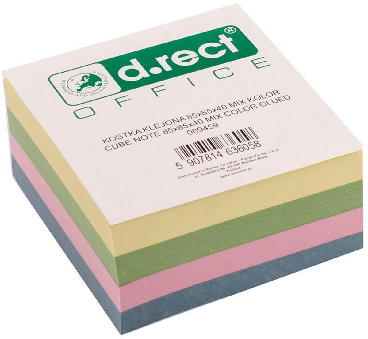 D.RECT Kleefblok Notitieblok Mix Kleuren 85x85x40mm 400 Vel