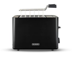 Bourgini Tosti Toaster met Bagelfunctie - Broodrooster met Tostiklemmen - Zwart - Matte Finish - Extra brede sleuf geschikt voor 2 tosti's