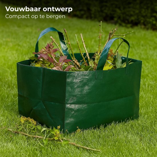 Lomera Tuinafvalzak Vierkant - Opvouwbare Tuinafvalzak - 150 Liter Inhoud - Vierkant Model - Tuinafval Opruimen - Groene Tuinafvalzak - Pp Materiaal - Met Hengsels - Bladeren Opruimen - Herbruikbare Tuinafvalzak van Merkloos	 — afbeelding 4