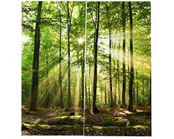 Alinory Gordijnen Forest - Geprinte Zonneschaduw Gordijnen voor Balkon en Woonkamer - 170 x 200 cm