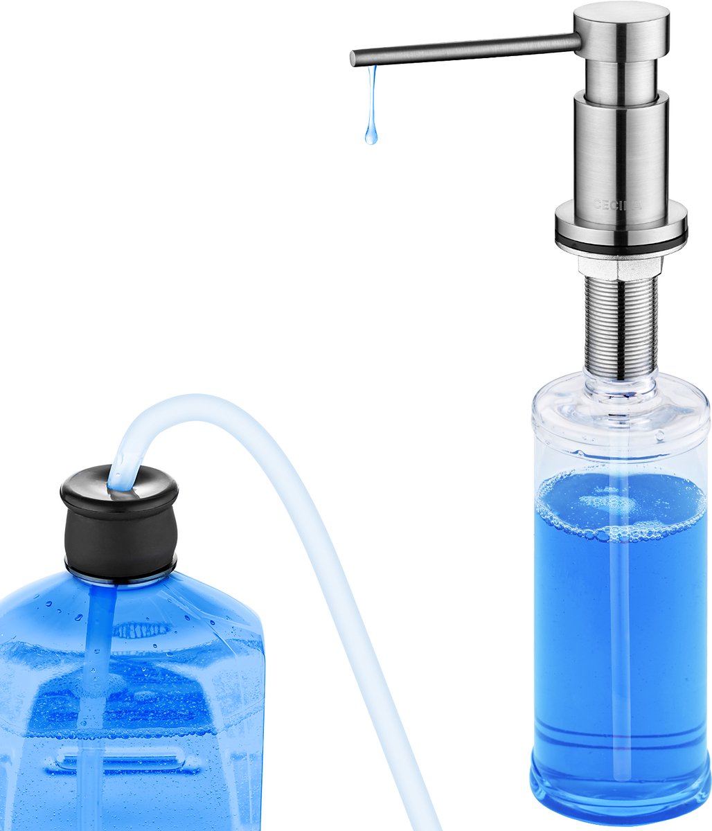 CECIPA max 300ML zeepdispenser keuken inbouw - gootsteen wasmiddel dispenser - 360 ° rotatie pompdispenser - 1,2 m verlengslang