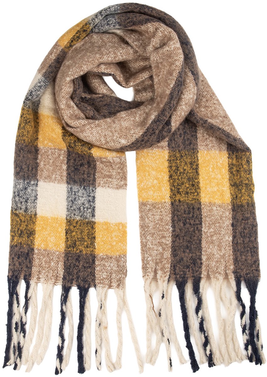 Clayre & Eef Wintersjaal Dames 50x210 cm Geel Textiel