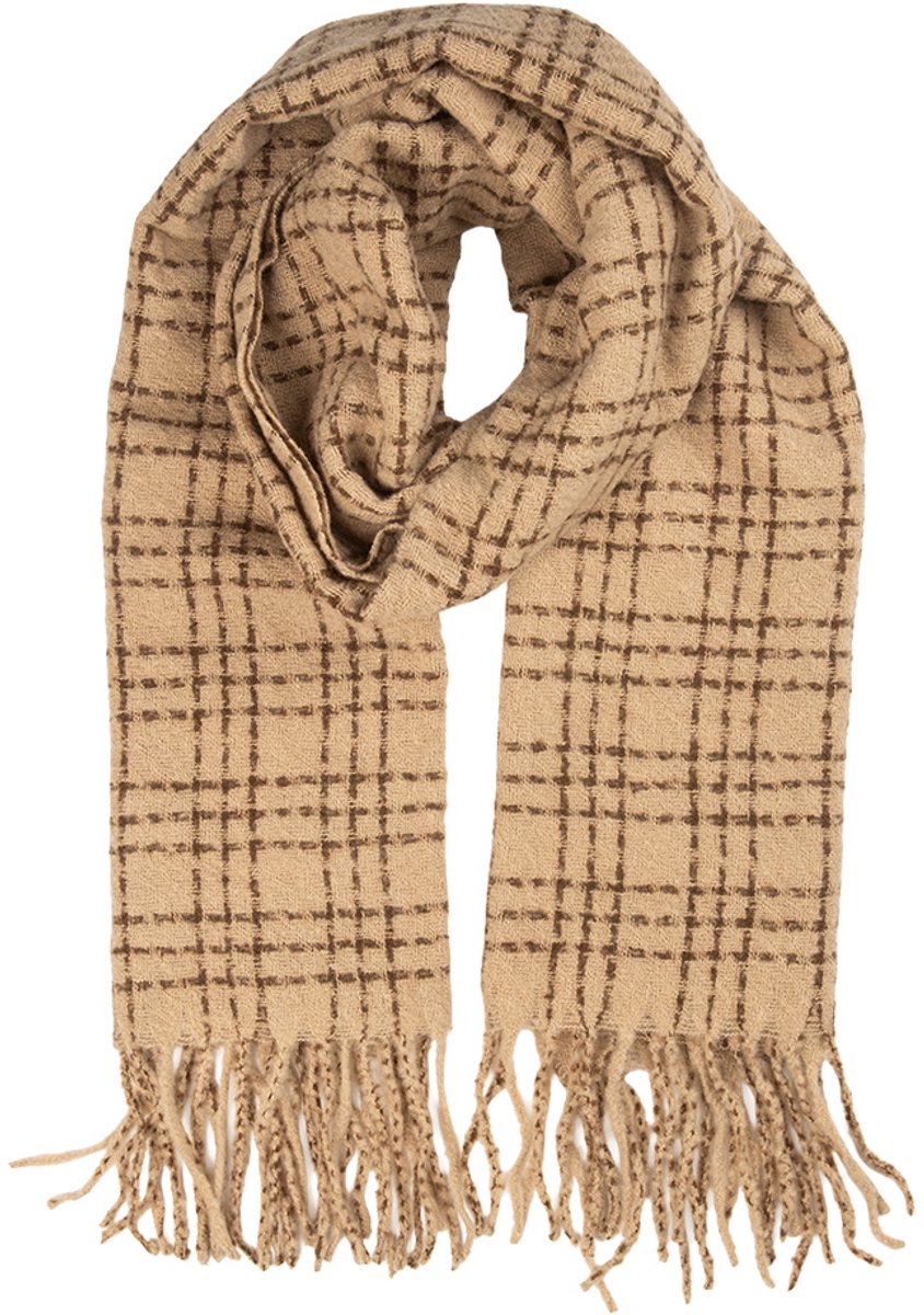 Clayre & Eef Wintersjaal Dames 50x210 cm Beige Textiel