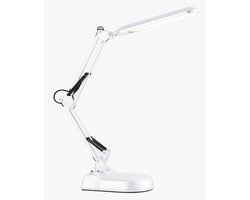 Flexo LED-bureaulamp met Oogbescherming - Inklapbaar, 3 Lichttemperaturen, Robuust Metaal, Wit