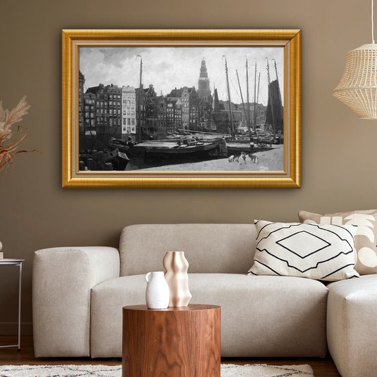 Oeuvre de Peinture sur Toile - Maîtres Anciens - Cadre - Or - 150x100 cm - Art Décoration murale