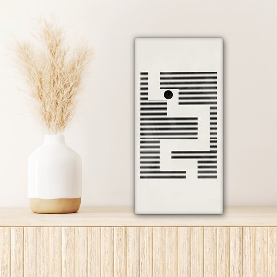 Canvas schilderij 20x40 cm - Wanddecoratie Doolhof - Abstract - Minimalisme - Muurdecoratie woonkamer - Slaapkamer decoratie - Kamer accessoires - Schilderijen op canvas