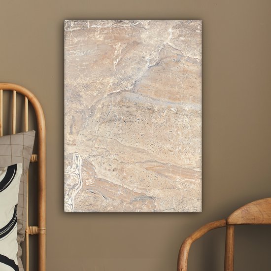 Toile Peinture Marbre - Citron Vert - Sable - Texture - 60x80 cm - Décoration murale