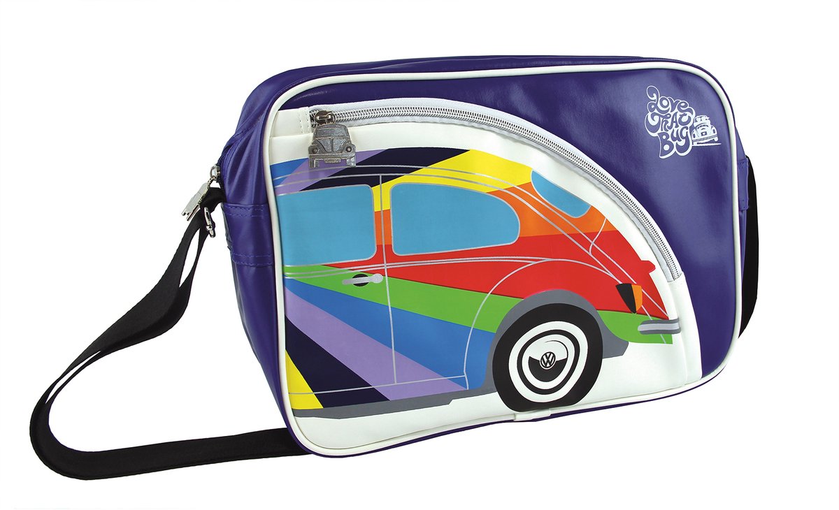 BRISA VW Collection - Stijlvolle en coole Volkswagen retro/vintage schoudertas voor op reis met VW Kever-motief (kunstleer)