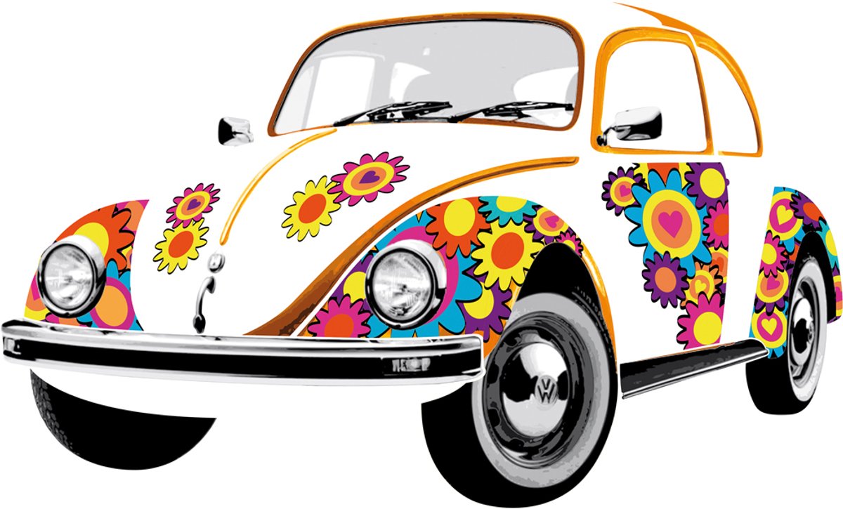BRISA VW Collection - Grote en stijlvolle zelfklevende Volkswagen muursticker decoratie poster, meerdelig VW Kever