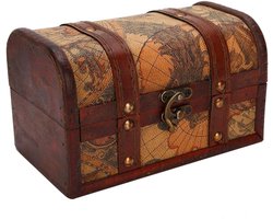 JHubers Goods - Houten schatkist voor sieraden, vintage decoratie en opslag - Antieke opbergdoos - Stijlvolle houten kist met vintage look - Prachtige opberger met opvallende details