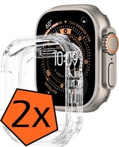 Hoes - 2 Stuks - Geschikt voor Apple Watch Ultra 3 (49 mm) - Sterk & Shockproof - Smartwatch Full Bumper Hoesje - Siliconen Case Cover - Transparant