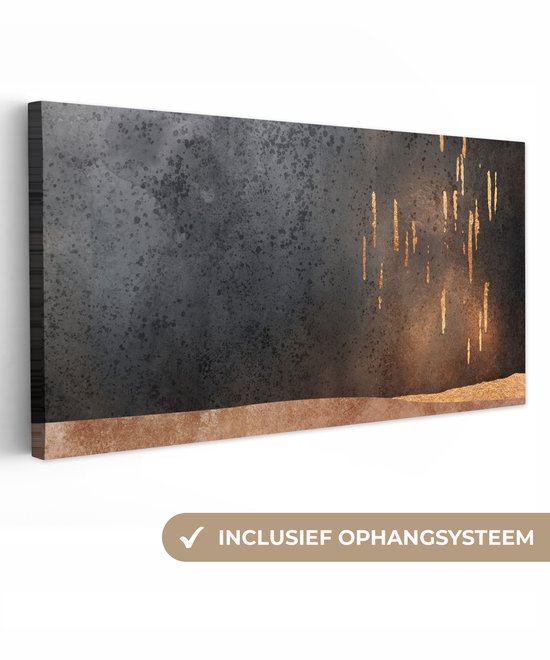 Tableau sur toile 200x100 cm - Décoration murale abstraite - Or - Design - Décoration murale murale salon - Décoration chambre - Accessoires de chambre - Peintures sur toile