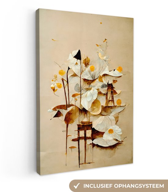 Tableau sur toile 40x60 cm - Décoration murale Fleurs - Wit - Plantes - Vintage - Décoration murale salon - Décoration chambre - Accessoires chambre - Peintures