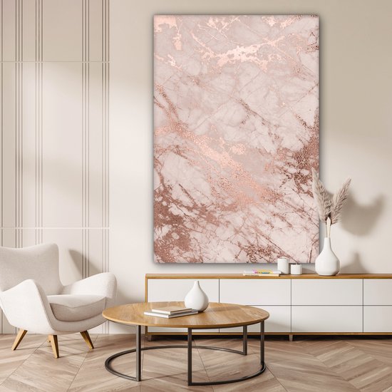 Peintures sur Toile Marbre - Rose - Luxe - 90x140 cm - Décoration murale