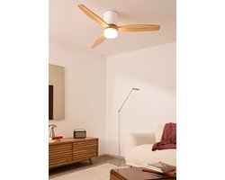 CREATE - Stille plafondventilator 40W Ø132cm 100% hout met aanpasbare gipsen behuizing - Met licht - Afstandsbediening - WIND CALM CONCRETE