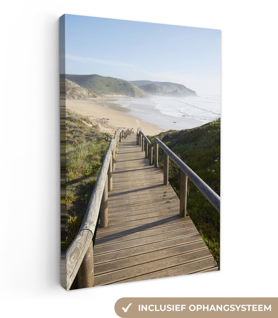 Peintures sur toile Mer - Plage - Escalier - 90x140 cm - Décoration murale