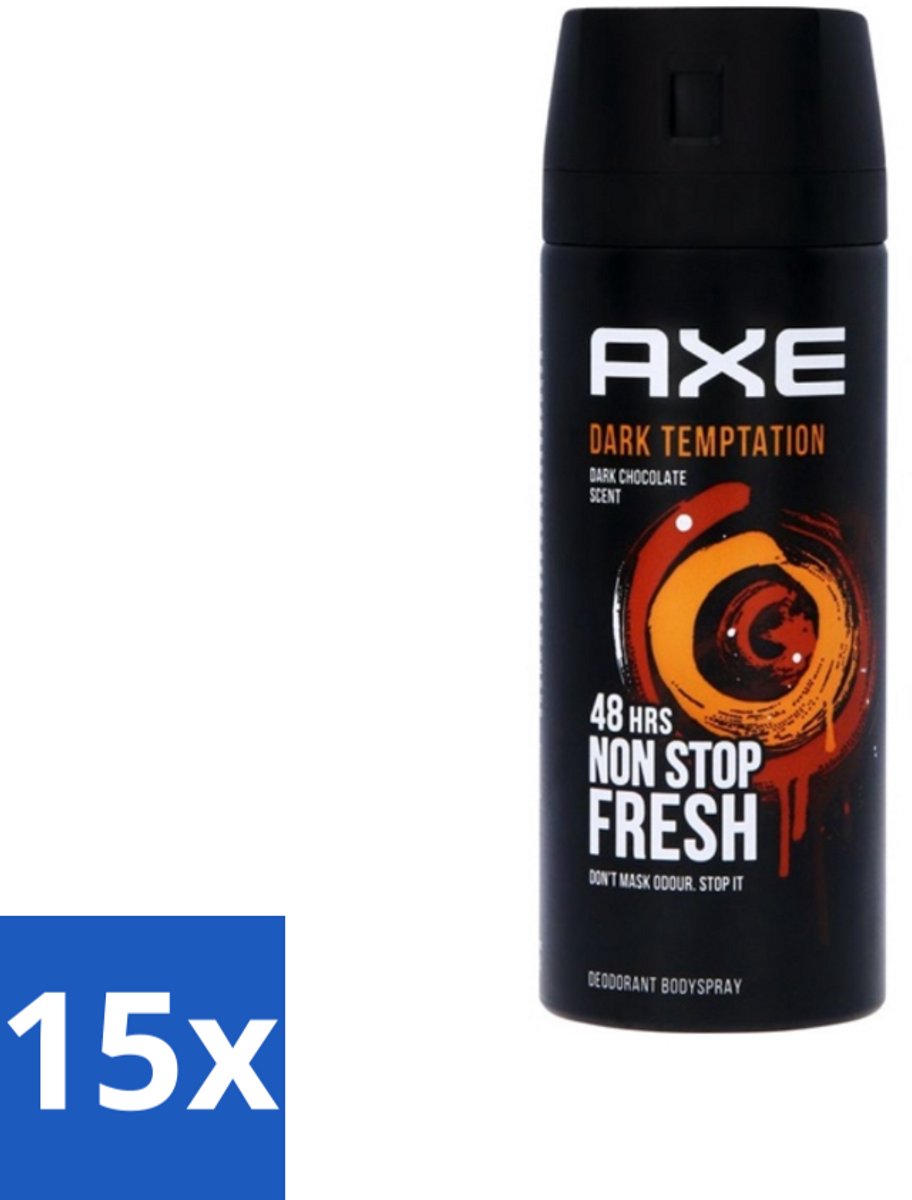 15 x Axe Deodorant Bodyspray Dark Temptation 150 ml - Axe Deodorant Bodyspray - Deodorant Bodyspray - Deodorant - Geurbeheersing - Frisheid